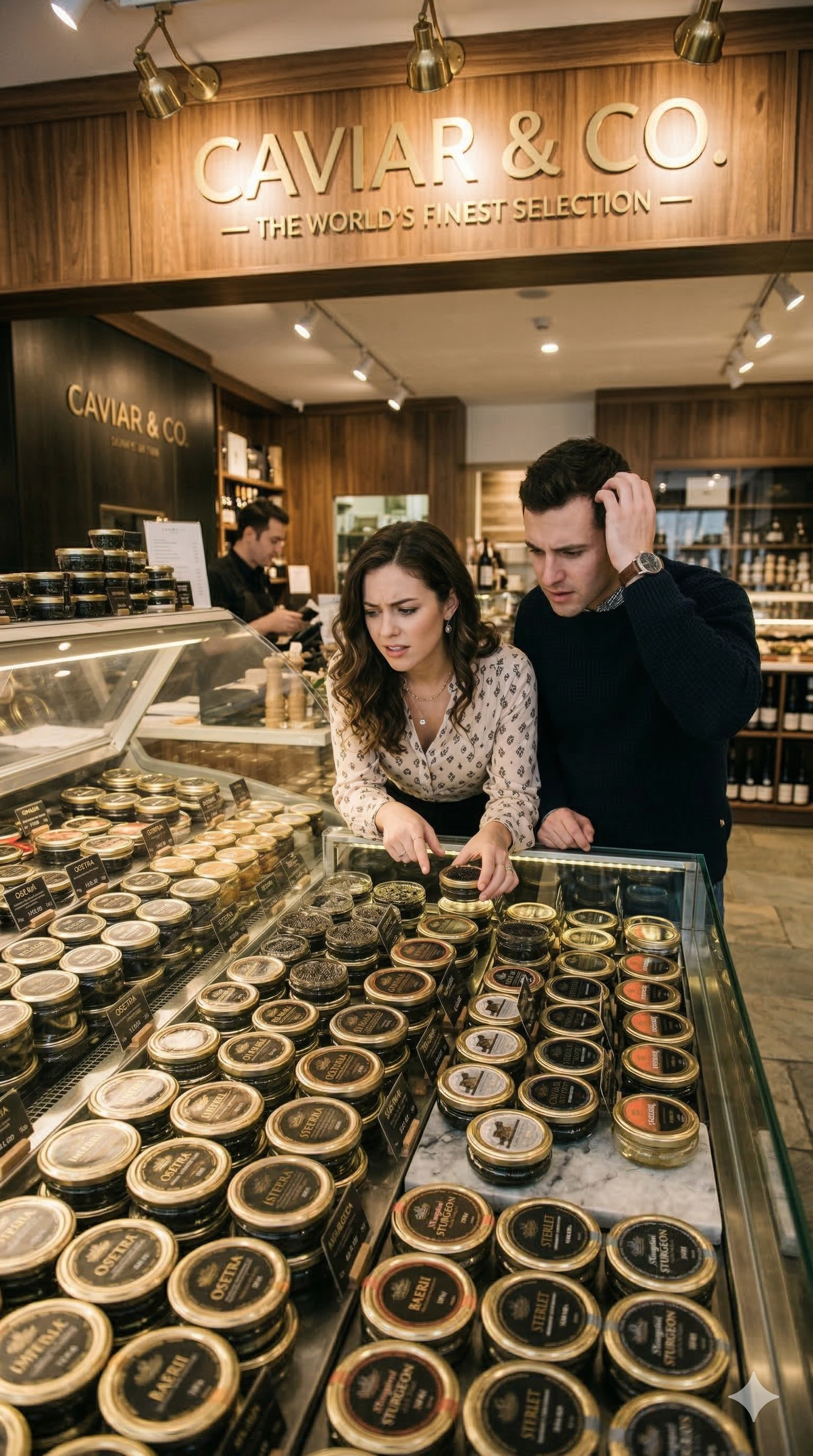 Luxury caviar shop display
