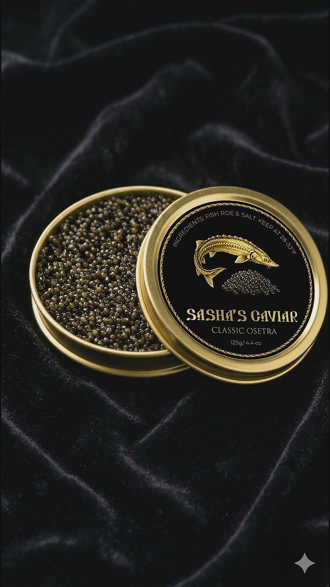 Osetra caviar in gold tin
